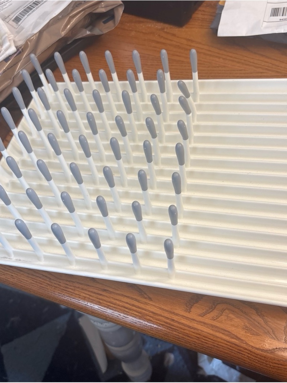 White and Gray Peg baby bottle drying rack